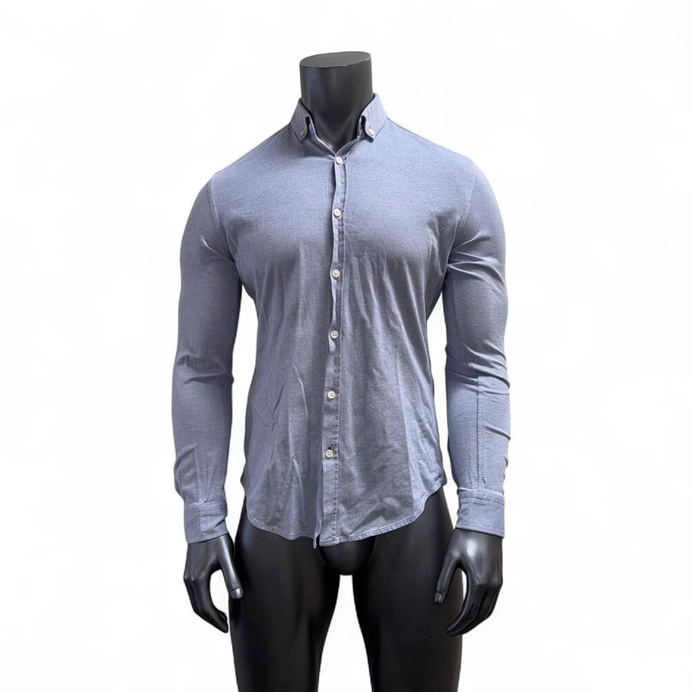 Hugo-boss Men's Blue and Grey Shirt